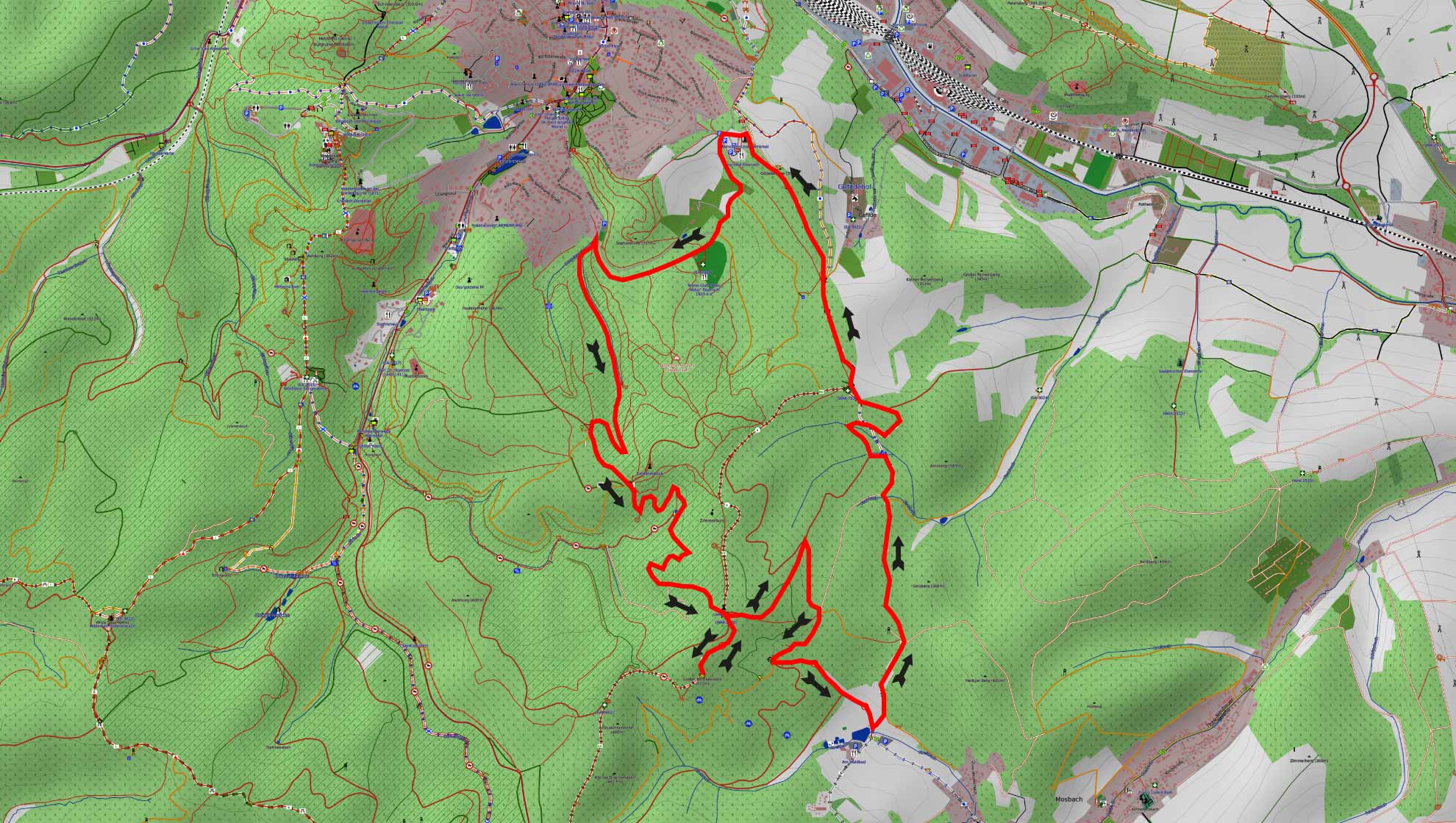 Wanderweg Mosbacher Linde Burschenschaftsdenkmal Ludwingsklamm Drachenstein